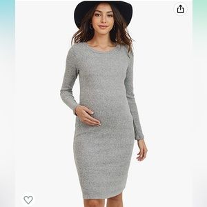 Knit Ribbed Long Sleeve Maternity Dress Size M